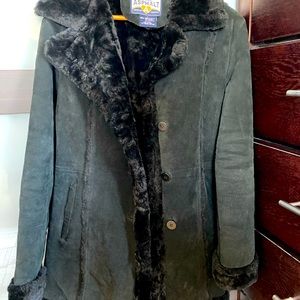 Blue Asphalt Soft Suede Leather Coat